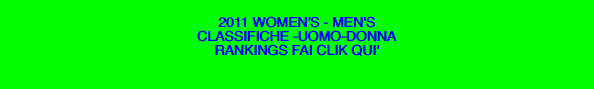  2011 WOMEN'S - MEN'S CLASSIFICHE -UOMO-DONNA RANKINGS